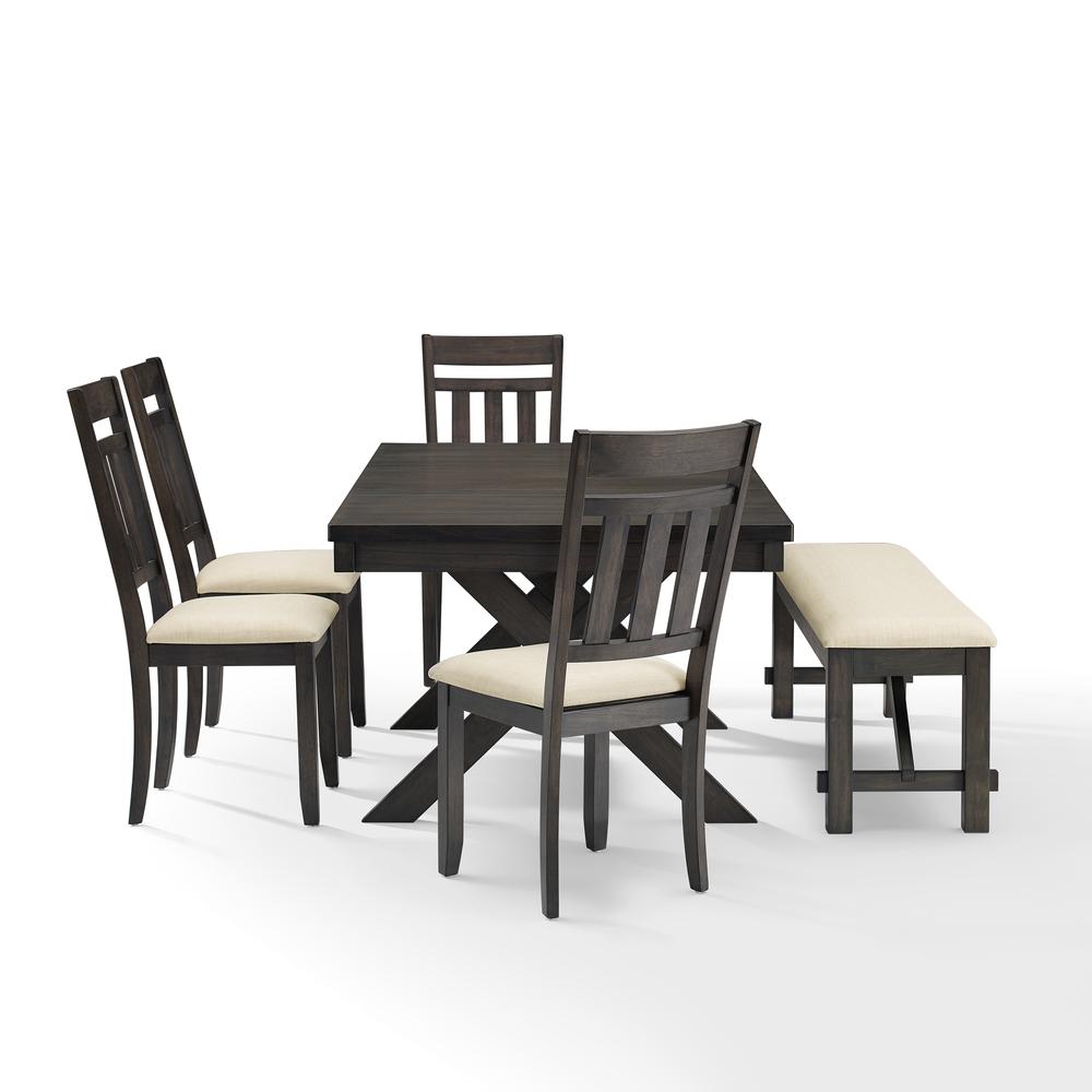 Hayden 6-Piece Dining Table Set For 7 - Table, Bench & 4 Slat Back Chairs