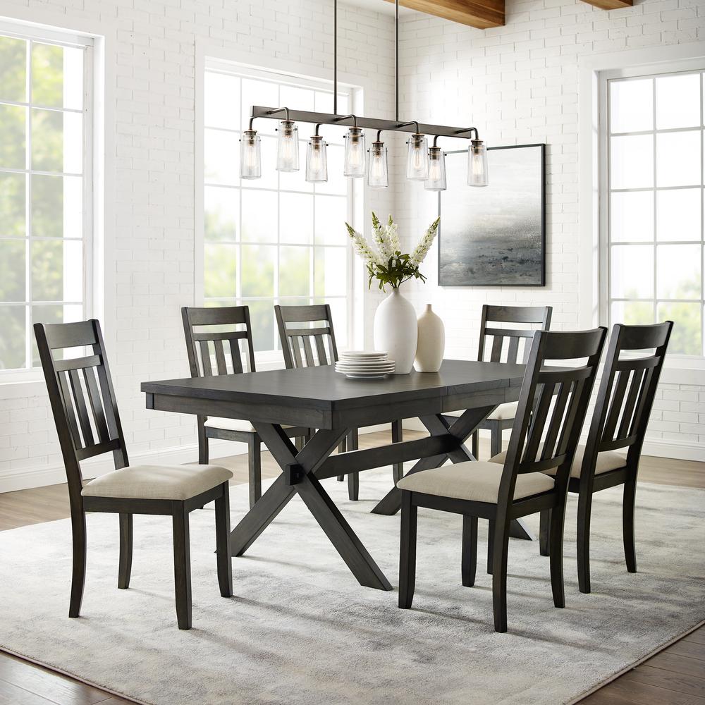 Hayden 7-Piece Dining Table Set For 6 - Table & 6 Slat Back Chairs