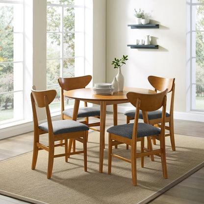 Landon 5-Piece Round Dining Table Set For 4 - Table & 4 Wood Back Chairs