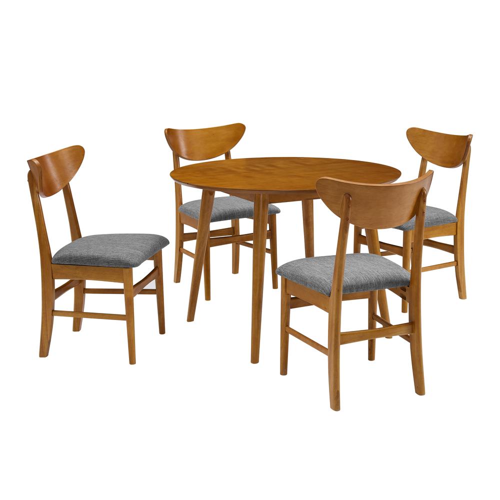 Landon 5-Piece Round Dining Table Set For 4 - Table & 4 Wood Back Chairs