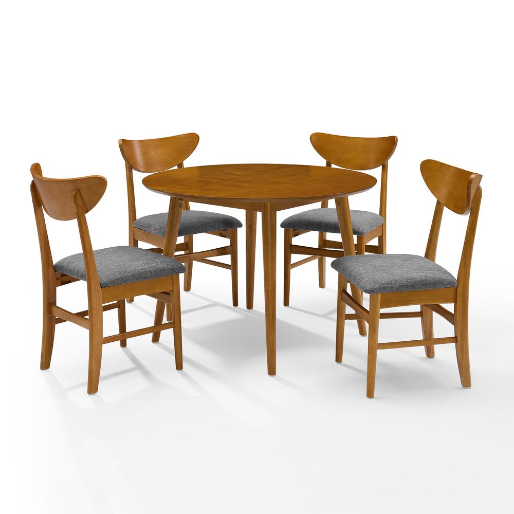 Landon 5-Piece Round Dining Table Set For 4 - Table & 4 Wood Back Chairs