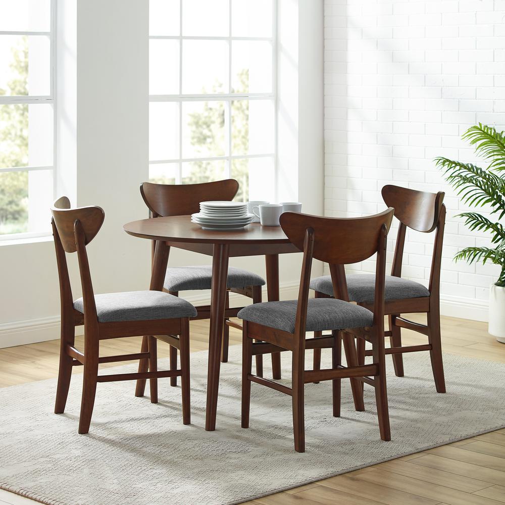 Landon 5-Piece Round Dining Table Set For 4 - Table & 4 Wood Back Chairs
