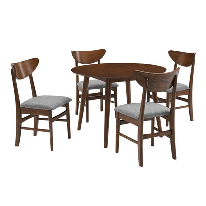 Landon 5-Piece Round Dining Table Set For 4 - Table & 4 Wood Back Chairs