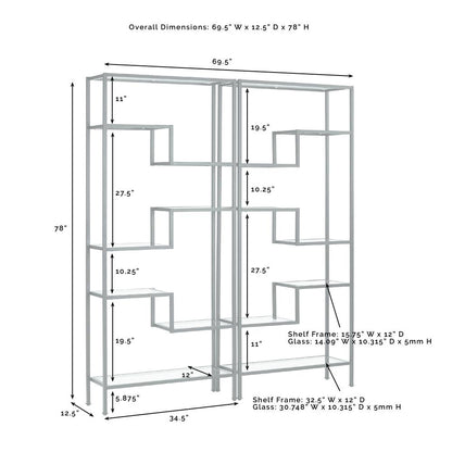 Sloane 2-Piece Etagere Bookcase Set - 2 Etageres