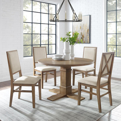 Joanna 5-Piece Round Dining Table Set For 4 - Round Table & 4 Back Chairs