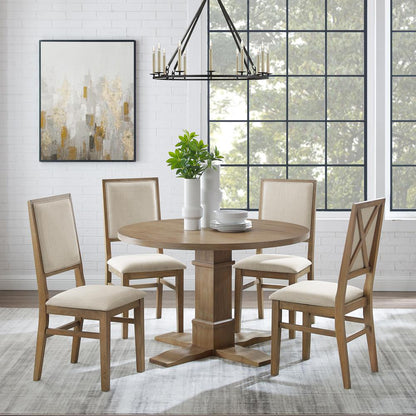 Joanna 5-Piece Round Dining Table Set For 4 - Round Table & 4 Back Chairs