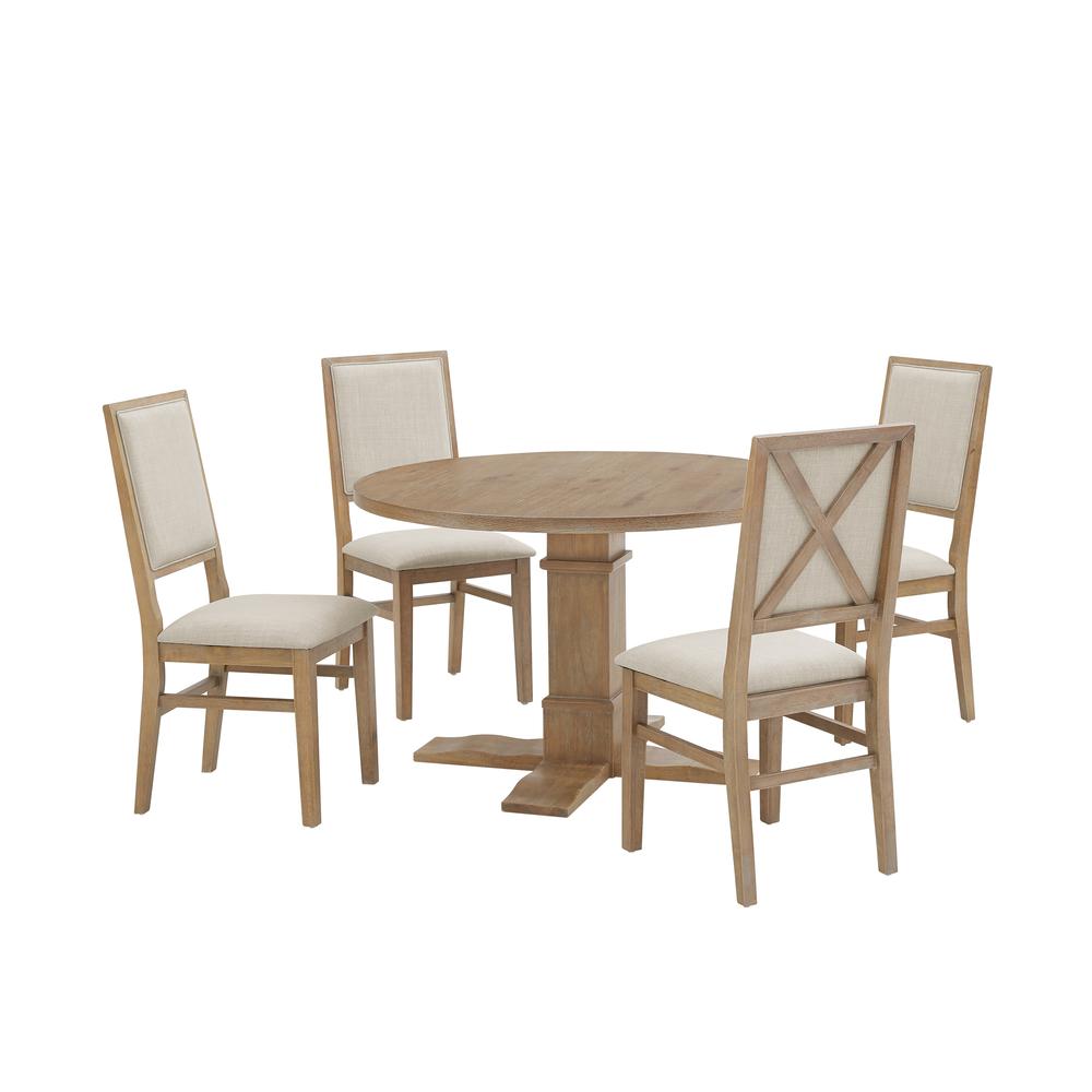 Joanna 5-Piece Round Dining Table Set For 4 - Round Table & 4 Back Chairs