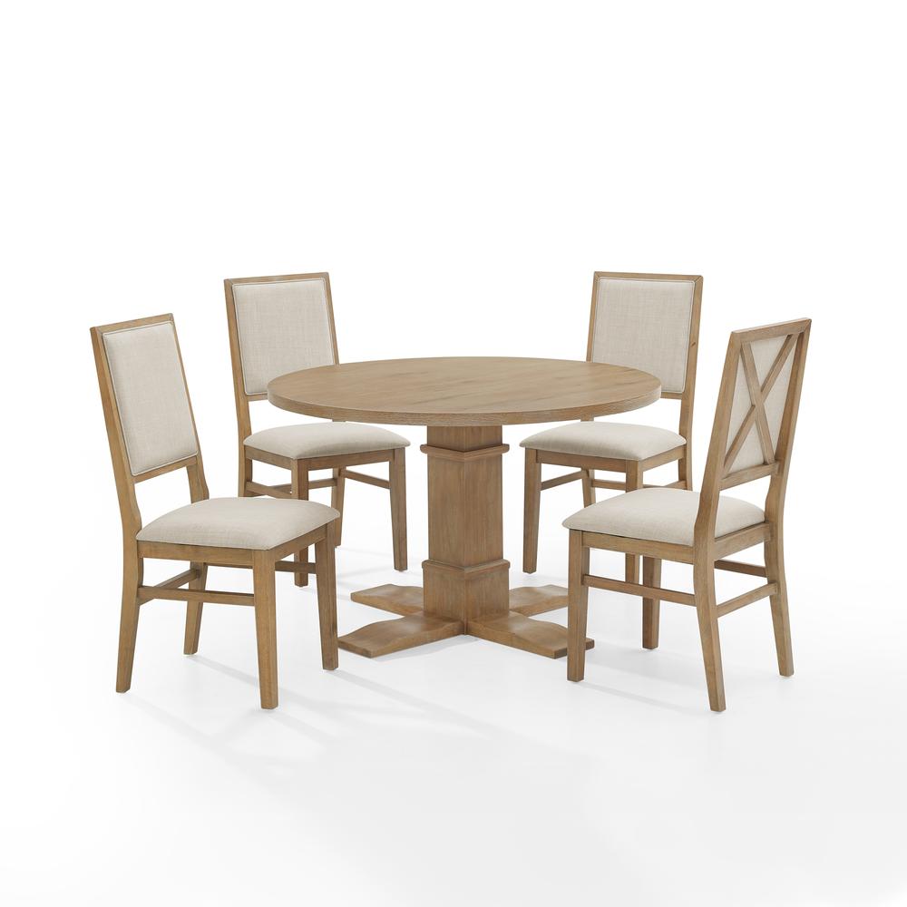 Joanna 5-Piece Round Dining Table Set For 4 - Round Table & 4 Back Chairs