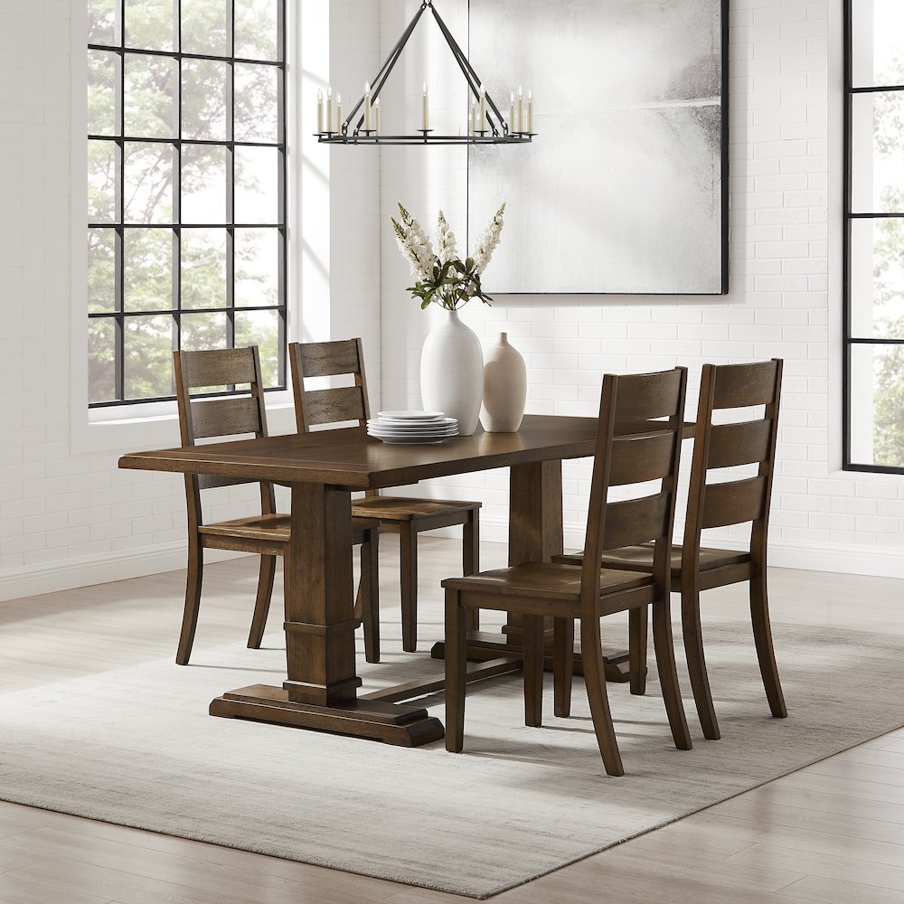 Joanna 5-Piece Dining Table Set For 4 - Table & 4 Ladder-Back Chairs