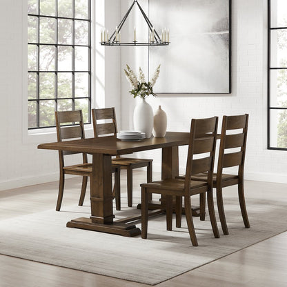 Joanna 5-Piece Dining Table Set For 4 - Table & 4 Ladder-Back Chairs