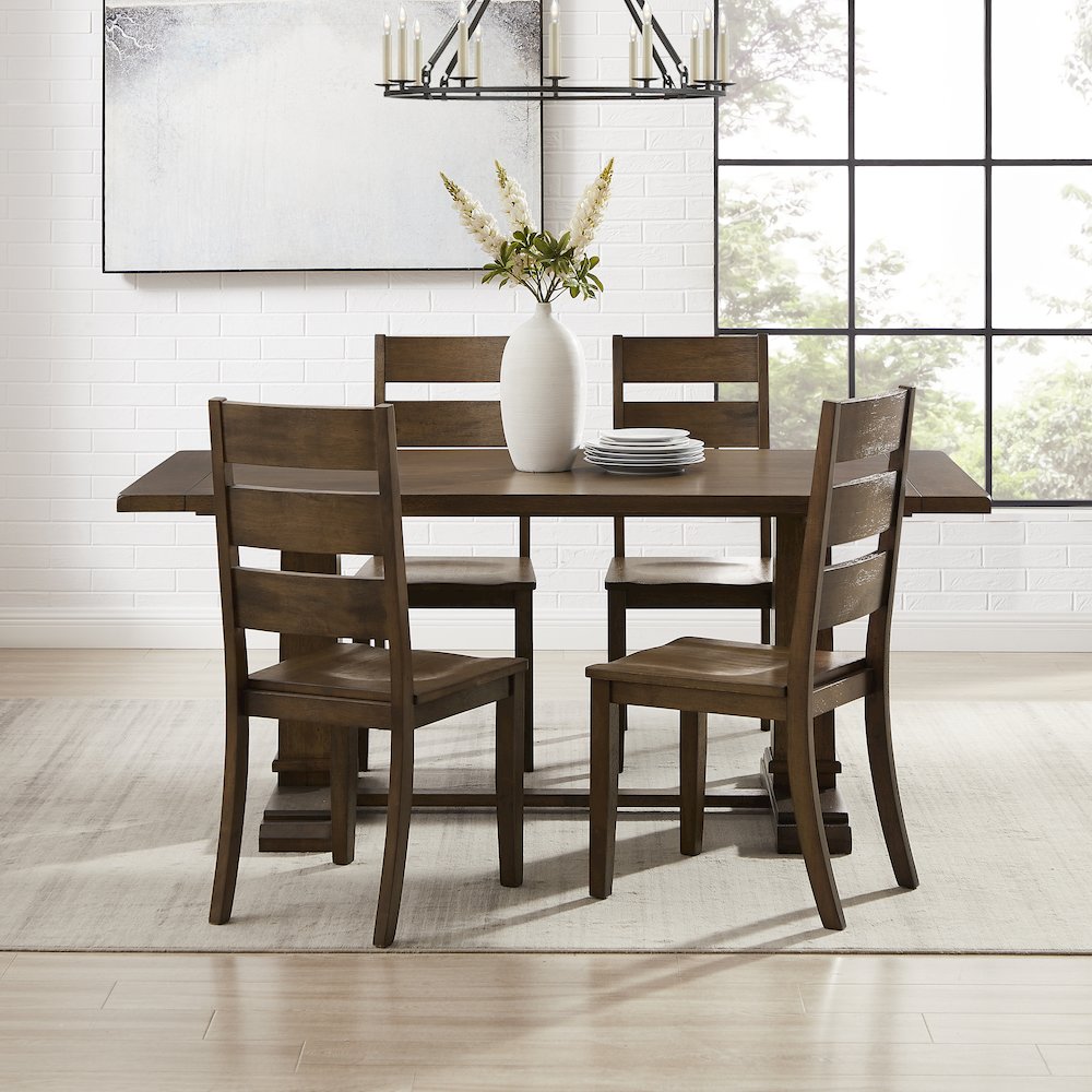 Joanna 5-Piece Dining Table Set For 4 - Table & 4 Ladder-Back Chairs