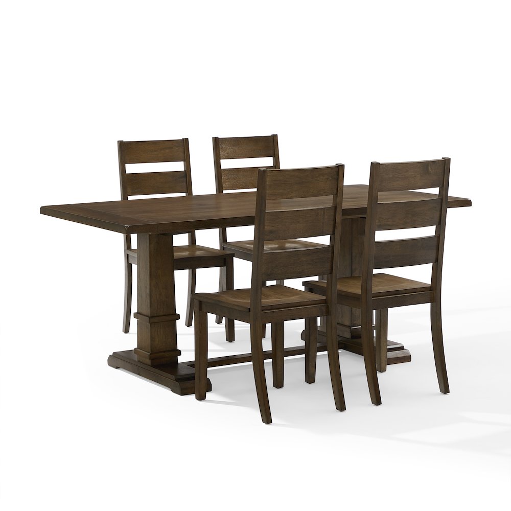 Joanna 5-Piece Dining Table Set For 4 - Table & 4 Ladder-Back Chairs