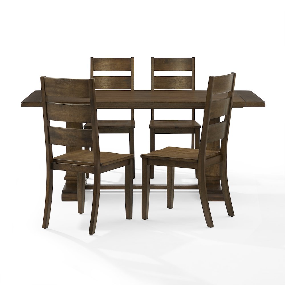 Joanna 5-Piece Dining Table Set For 4 - Table & 4 Ladder-Back Chairs