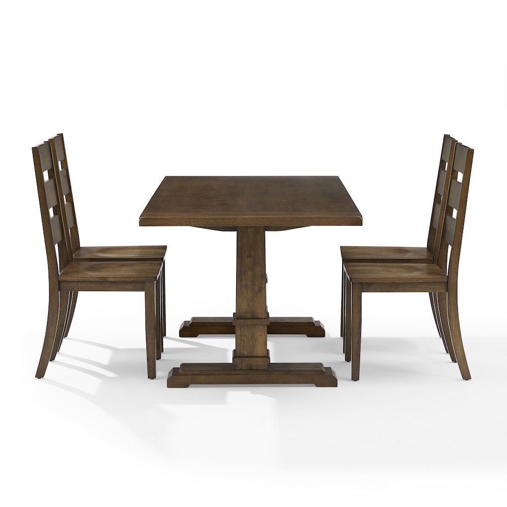 Joanna 5-Piece Dining Table Set For 4 - Table & 4 Ladder-Back Chairs