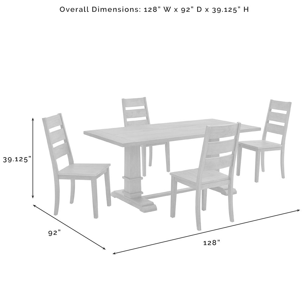 Joanna 5-Piece Dining Table Set For 4 - Table & 4 Ladder-Back Chairs