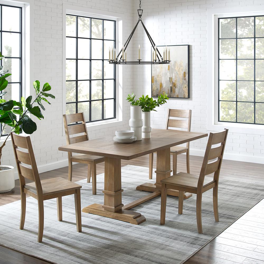 Joanna 5-Piece Dining Table Set For 4 - Table & 4 Ladder-Back Chairs