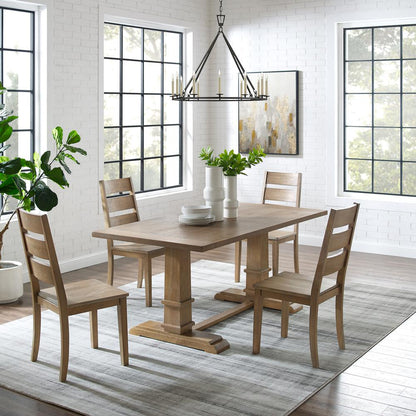 Joanna 5-Piece Dining Table Set For 4 - Table & 4 Ladder-Back Chairs