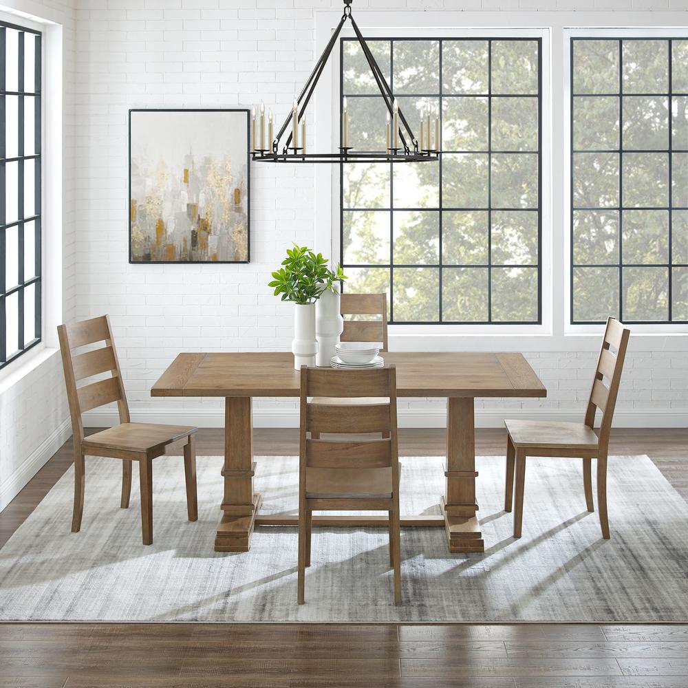 Joanna 5-Piece Dining Table Set For 4 - Table & 4 Ladder-Back Chairs
