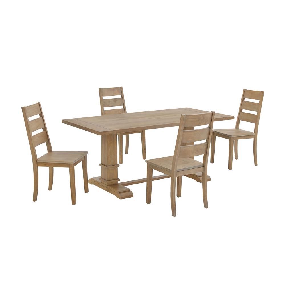 Joanna 5-Piece Dining Table Set For 4 - Table & 4 Ladder-Back Chairs