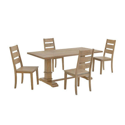 Joanna 5-Piece Dining Table Set For 4 - Table & 4 Ladder-Back Chairs