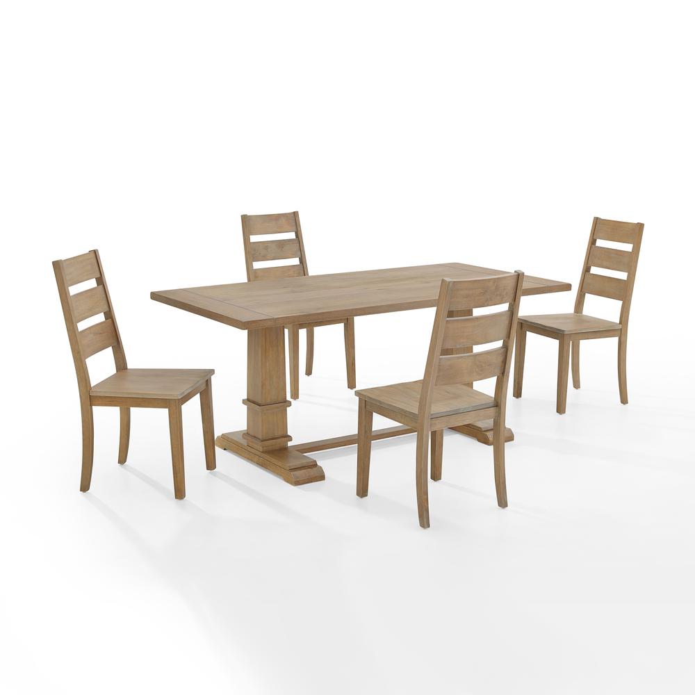 Joanna 5-Piece Dining Table Set For 4 - Table & 4 Ladder-Back Chairs
