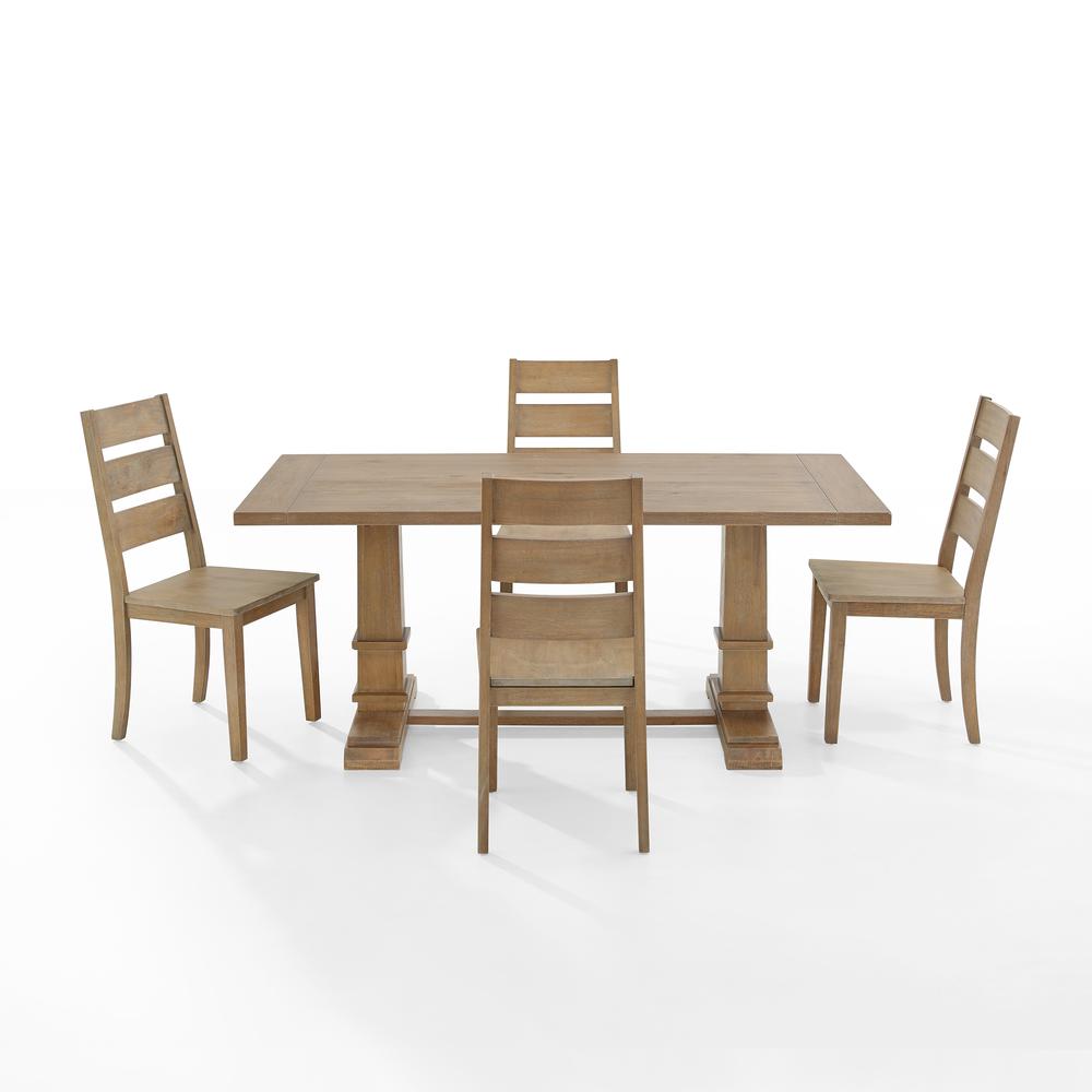 Joanna 5-Piece Dining Table Set For 4 - Table & 4 Ladder-Back Chairs