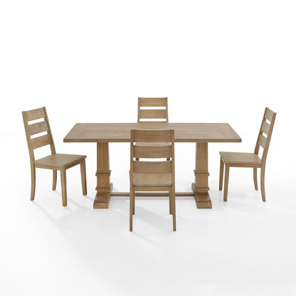 Joanna 5-Piece Dining Table Set For 4 - Table & 4 Ladder-Back Chairs
