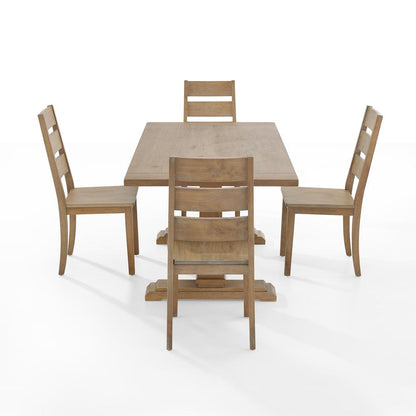 Joanna 5-Piece Dining Table Set For 4 - Table & 4 Ladder-Back Chairs