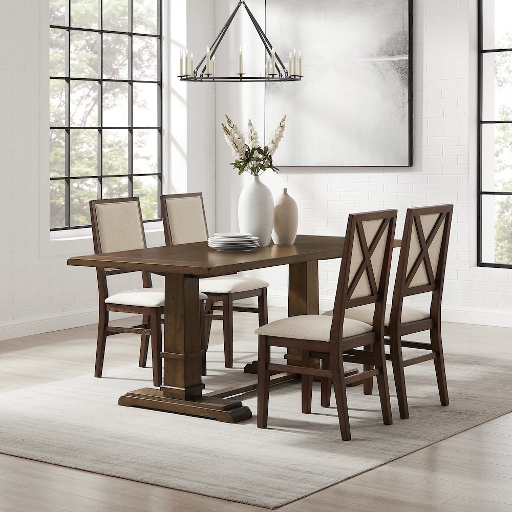Joanna 5-Piece Dining Table Set For 4 - Table & 4 Upholstered Back Chairs