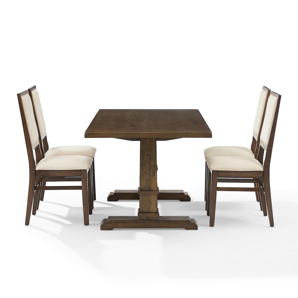 Joanna 5-Piece Dining Table Set For 4 - Table & 4 Upholstered Back Chairs