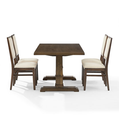 Joanna 5-Piece Dining Table Set For 4 - Table & 4 Upholstered Back Chairs
