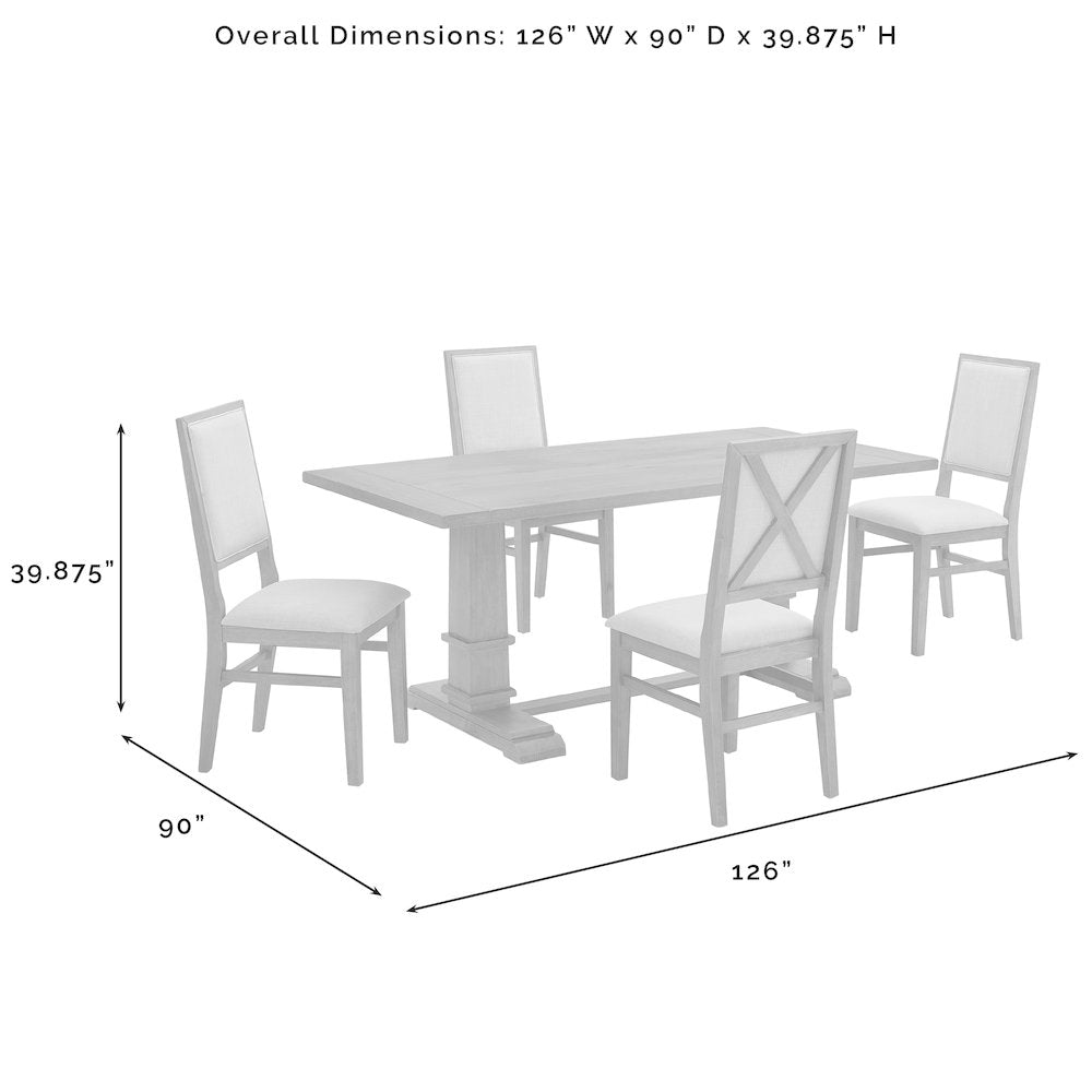 Joanna 5-Piece Dining Table Set For 4 - Table & 4 Upholstered Back Chairs