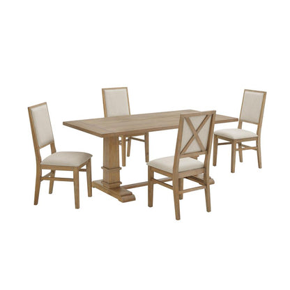 Joanna 5-Piece Dining Table Set For 4 - Table & 4 Upholstered Back Chairs