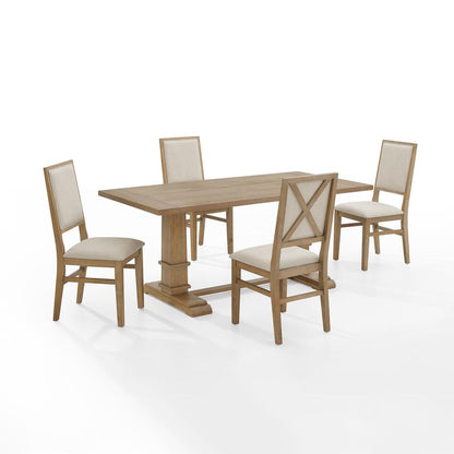 Joanna 5-Piece Dining Table Set For 4 - Table & 4 Upholstered Back Chairs
