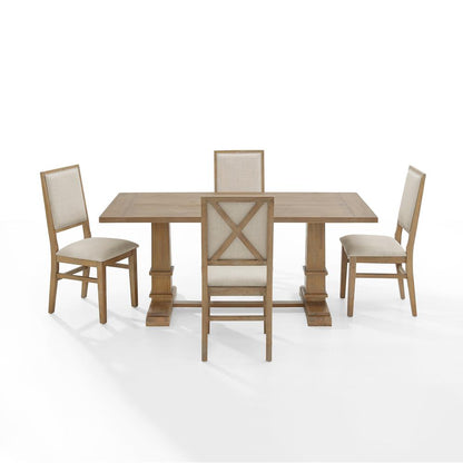 Joanna 5-Piece Dining Table Set For 4 - Table & 4 Upholstered Back Chairs