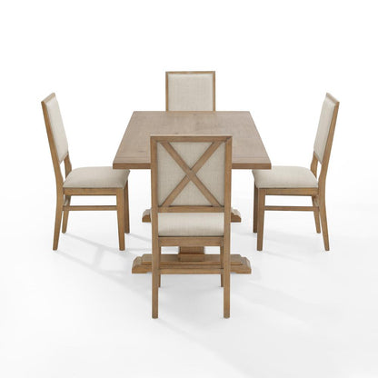 Joanna 5-Piece Dining Table Set For 4 - Table & 4 Upholstered Back Chairs