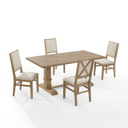 Joanna 5-Piece Dining Table Set For 4 - Table & 4 Upholstered Back Chairs