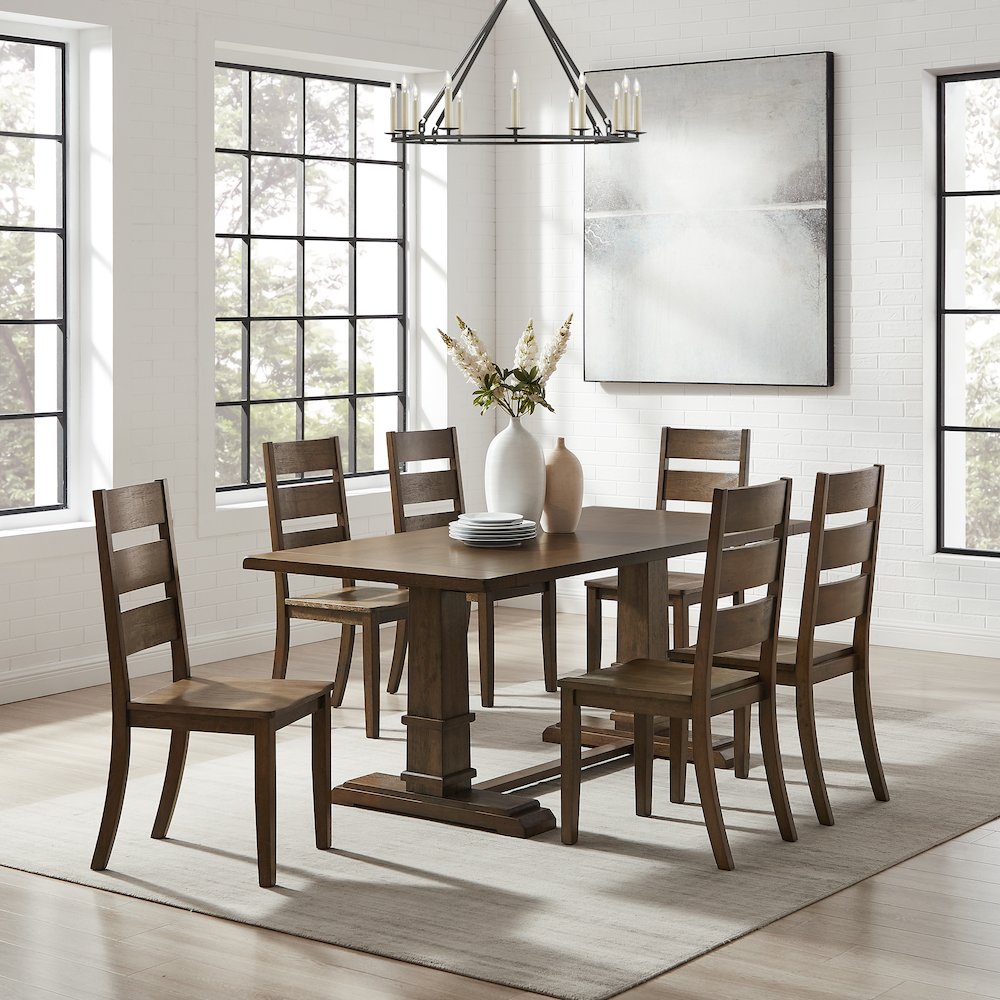 Joanna 7-Piece Dining Table Set For 6 - Table & 6 Ladder-Back Chairs