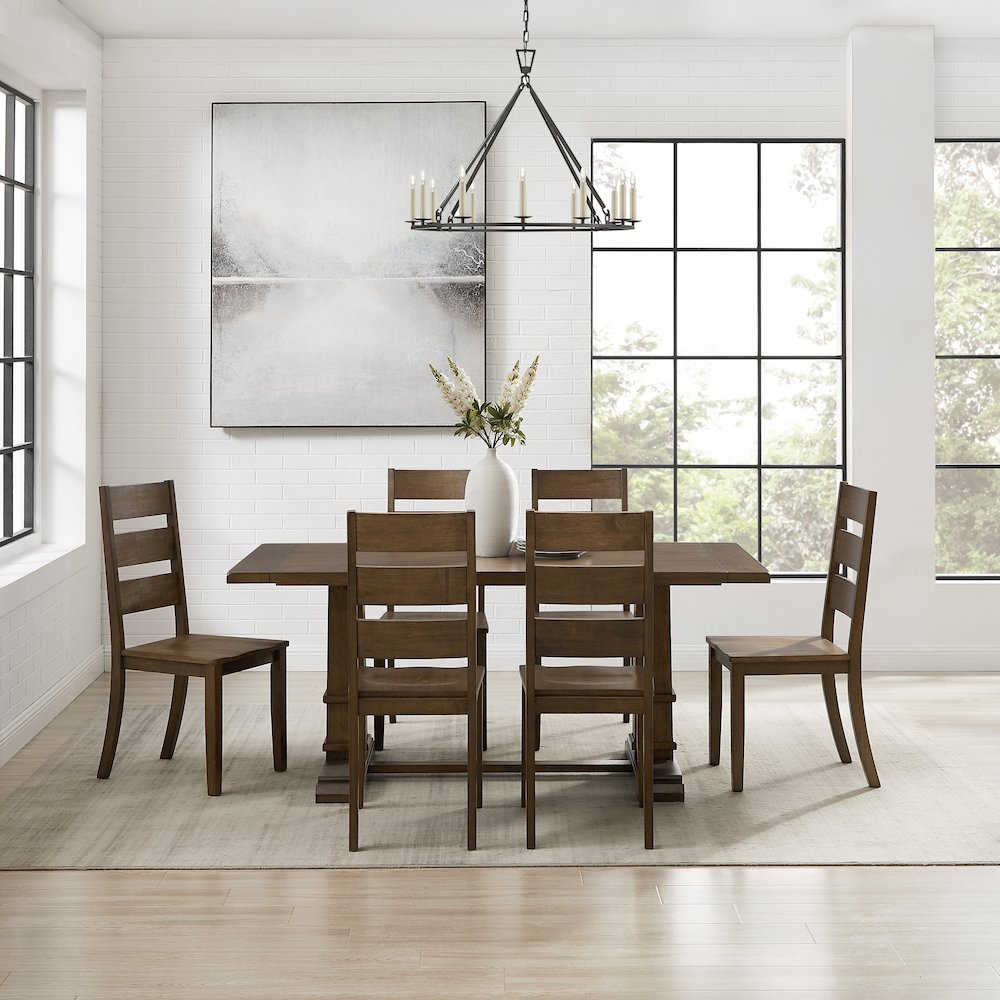 Joanna 7-Piece Dining Table Set For 6 - Table & 6 Ladder-Back Chairs