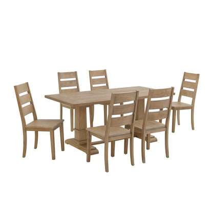 Joanna 7-Piece Dining Table Set For 6 - Table & 6 Ladder-Back Chairs