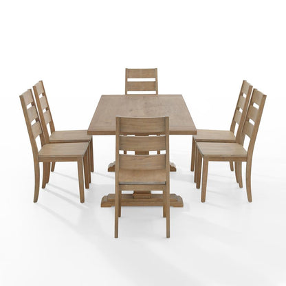 Joanna 7-Piece Dining Table Set For 6 - Table & 6 Ladder-Back Chairs