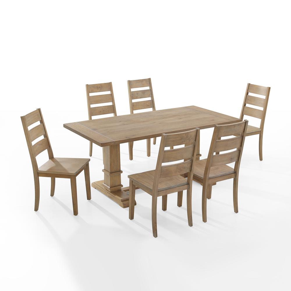 Joanna 7-Piece Dining Table Set For 6 - Table & 6 Ladder-Back Chairs