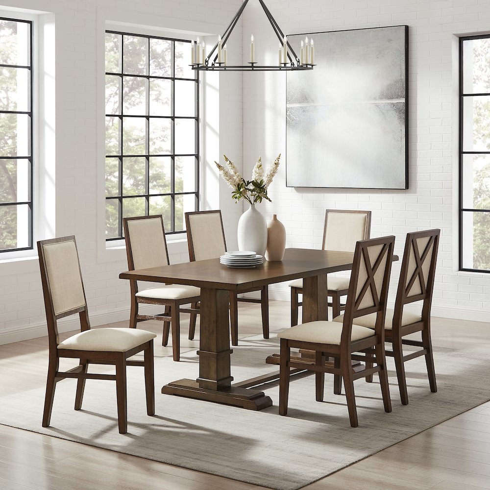 Joanna 7-Piece Dining Table Set For 6 - Table & 6 Upholstered Back Chairs