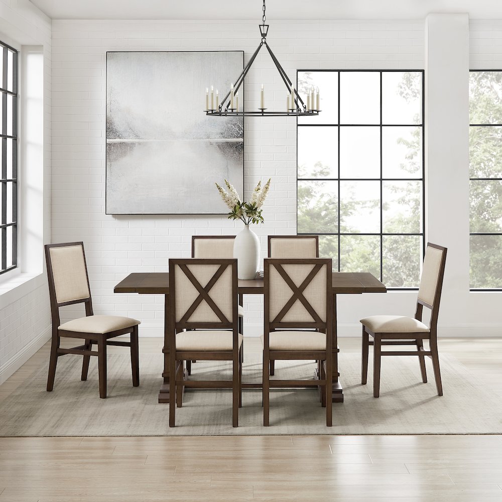 Joanna 7-Piece Dining Table Set For 6 - Table & 6 Upholstered Back Chairs