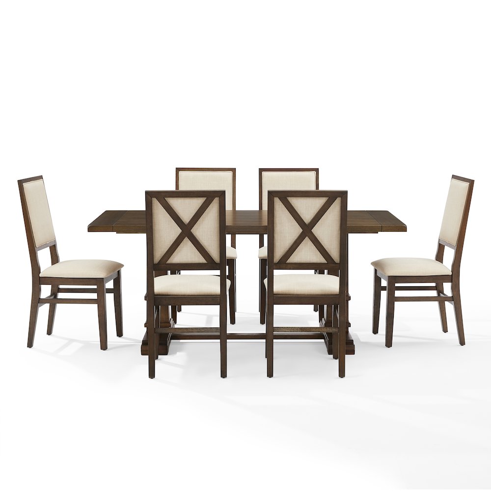 Joanna 7-Piece Dining Table Set For 6 - Table & 6 Upholstered Back Chairs