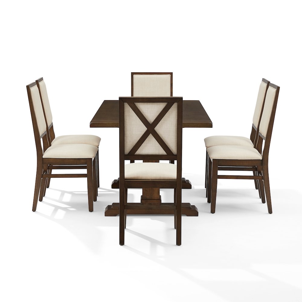 Joanna 7-Piece Dining Table Set For 6 - Table & 6 Upholstered Back Chairs