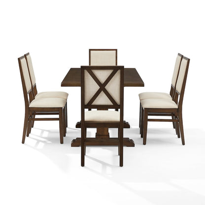 Joanna 7-Piece Dining Table Set For 6 - Table & 6 Upholstered Back Chairs