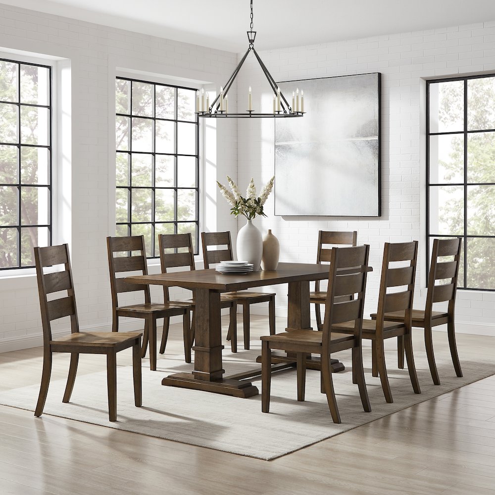 Joanna 9-Piece Dining Table Set For 8 - Table & 8 Ladder-Back Chairs