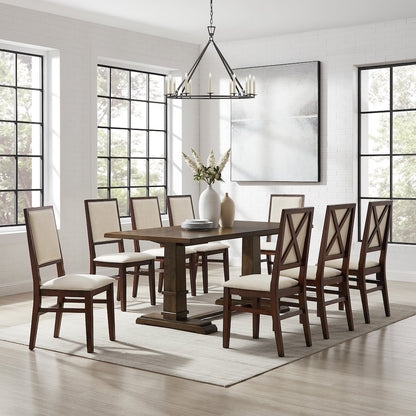 Joanna 9-Piece Dining Table Set For 8 - Table & 8 Upholstered Back Chairs