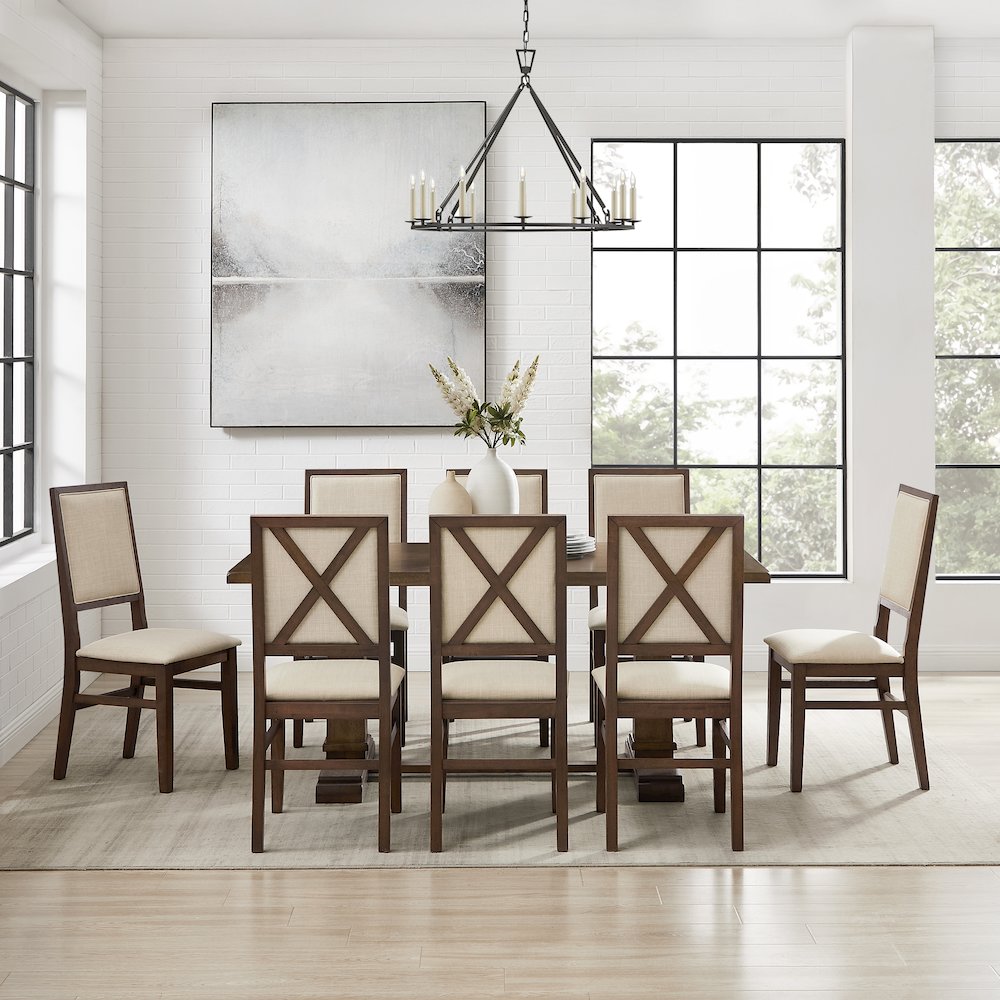 Joanna 9-Piece Dining Table Set For 8 - Table & 8 Upholstered Back Chairs